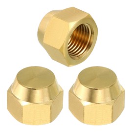 PATIKIL 3pcs Female 5/16" Brass Seal Plug SAE Tube Fitting 45 Degree Hex Fitting for Air Conditioner Refrigeration