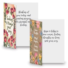 Someone Cares Get Well Greeting Cards - Set of 8 (4 Designs), Large 5" x 7", Sympathy Cards with Sentiments Inside, White Envelopes