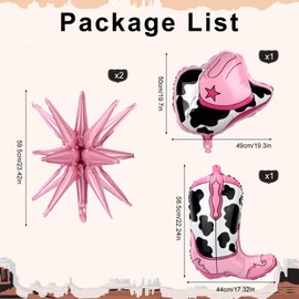 Disco Cowgirl Party Balloons, Pink Cowboy Balloons Cow Print Balloons Star Hat Boot Balloons for Western Country Theme Birthday Party Decorations Supplies