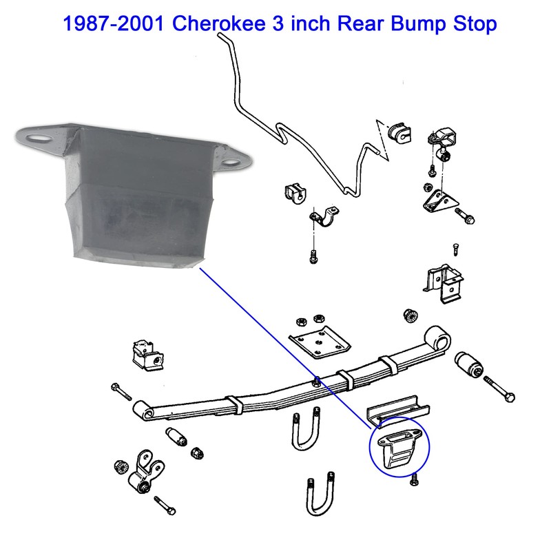 3 Inches Rear Suspension Bump Stops, Leaf Spring Jounce Bumpers