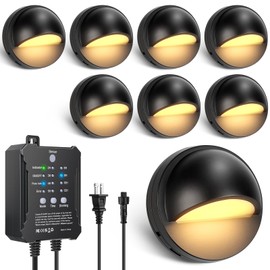 Low Voltage LED Deck Lights Kit, IP67 Waterproof Fence Lights with Transformer Timer and Photocell Sensor, Warm White Outdoor Smart Landscape Step Light for Garden, Walkway, Stair Post Railing 8 Pack