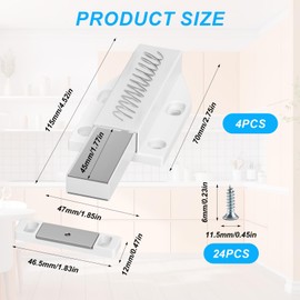 4 Pcs Push to Open Door Catches, Push Open Door Catches, Magnetic Push Catches, Push to Open Catches, Touch Magnetic Push Latch for RV Door Damper Wardrobe Drawer Cupboard Door Closers Push Opener