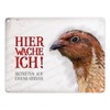 Metal Sign with Quail Motif and Saying "Betreten auf eigene