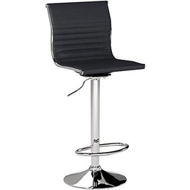 AmeriHome Black Adjustable Height Padded Vinyl Bar Stool Set