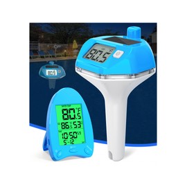 FirstE 2026 Newly Wireless Pool Thermometer Solar Powered | Extra-Large Dual Backlit Display for Night Easy Read, 650FT Transmission Distance | IP68 Floating Temperature Gauge for Pool, Hot Tub, Spa