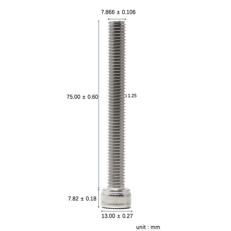 iexcell 5 Pcs M8 x 75mm Thread Pitch 1.25 mm