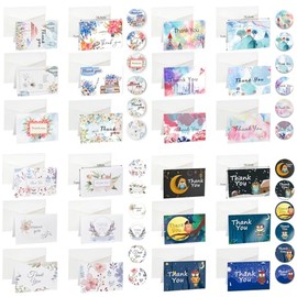 12 Pack Thank You Cards & Envelopes, Cute Lovely Small Size 5"x 3" Thank You Thanks Thanksgiving Greeting Cards, 2X6, White 1