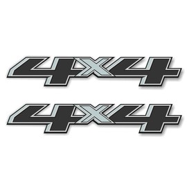 GOLD HOOK Premium Series 4x4 Bedside Replacement Decals for Chevy Silverado - Die-Cut Metalic Vinyl Stickers - Pair (Gray)