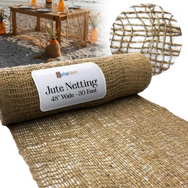 Burlap Natural Jute Netting – 48" Wide Biodegradable Mesh Fabric for Erosion Control, Mulch Retention, Landscaping, Fishing Net Decor, Pirate and Ocean Party Decorations, and DIY Crafts, 30 Ft