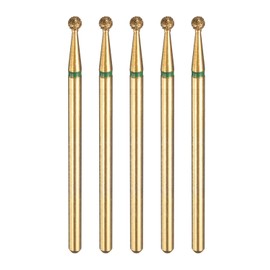 sourcing map 5pcs 100-120 Grits Diamond Grinding Bit 2.3mm Ball Head 2.35mm Shank 2.3mm Length Titanium Plated Stone Sanding Drill Bits Rotary Tool for Nails Grinding Polishing