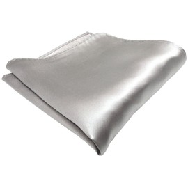 TigerTie Woven Designer Satin Silk Pocket Square Plain 100% Silk, silver