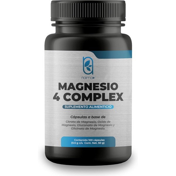NAIMA Magnesio 4 Complex, 100 Cápsulas | Citrato, Glicinato, Óxido