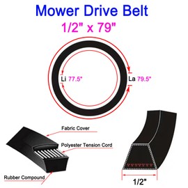 954-0349 Mower Drive Belt（1/2" x 79"） for Cub Cadet MTD 754-0349 112-0317 Cub Cadet 754-0640 954-0640 AYP 106085X 106085XR 532106085 037X59MA 106723SM 177126SM 754-0339A 954-0339A