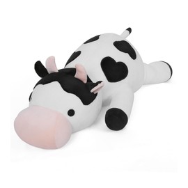 FLORVIV Weighted Cow Stuffed Animals Weighted Plush Toy 24" 4.2lb Cute Cow Hugging Dolls Plushies Pillows for Boys and Girls (White & Black)