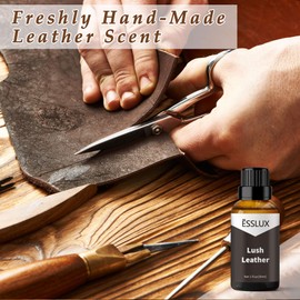 Lush Leather Fragrance Oil - ESSLUX Aromatherapy Essential Scented Oils for Diffuser, Massage, Soap, Candle Making Scents, Perfume, Home Fragrance, 30 ml