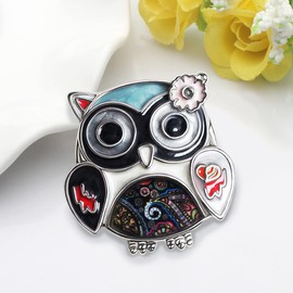 BAMAY Zinc Alloy Cute Owl Bird Brooch Pins Jewelry Enamel Anime Owl Gifts for Women Girls Scarf Lapel Pin Charms (Blue)