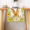SEAHUI Happy Easter Table Runner Rabbit Tablecloth Bunny Flower Linen