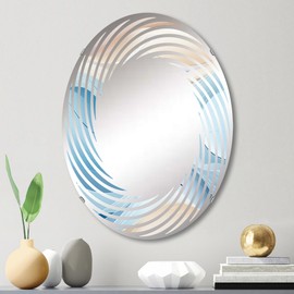 DesignQ Harmonious Coastal Views I - Abstract Spiral - 20x30 Inches - Oval Decorative Wall Mirror for Bathroom, Bedroom, Entryway, Living Room, Vanity Room and Modern Décor
