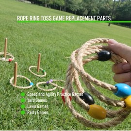 6 Pack Multicolor Rope Ring Toss Game Replacement Parts for Adults and Kids, Outdoor Toss Rings for Agility Practice and Speed Game and Yard Games and Lawn Games for Party (3 Colors-Red Yellow Blue)