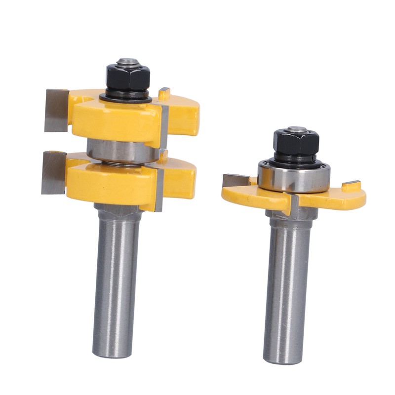 2Pcs Tongue Groove Router Bit T Shape 3 Teeth 1