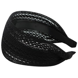 Pruadeor Wide Headband Made of Black Lace: Wide Headband Women's Black for Elegant Look