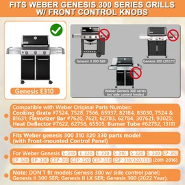 Genesis Grill Parts for Weber Genesis Replacement Parts for Weber Genesis 300 SER(w/ Front Control Knobs) Accessories for Weber Flavorizer Bars 7621,Grates 7524,Burner Tube 62752 &Heat Deflectors 7622