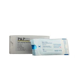 Sterilization Pouches Self-Sealing Autoclave Bags with Indicators by P&P Medical Surgical for Professional Surgical Instrument Cleaning (2.25" x 4" - Case of 8000)