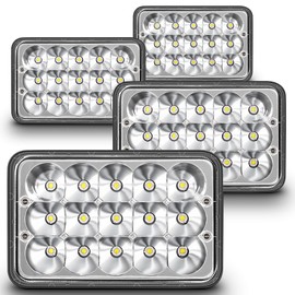 TRUE MODS 4pc Chrome 4x6 6x4 Inch LED Headlights 45W H4 High Low Sealed Beam H4652 H4666 H6545 H4651 H4656 for Freightliner Classic XL FLD 120 Peterbilt 379 357 378 Kenworth T600 T800 W900 T2000 Truck