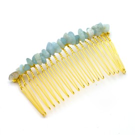 Miracles Minéraux Hair Jewellery Natural Stone Various Models to Choose From (02 Gold | Aquamarine), Natural Stone, Natural stone