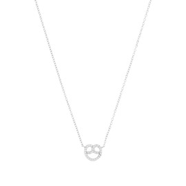 Amor 2039235 Women's Necklace with Pendant 925 Sterling Silver with Synthetic Zirconia 40 + 5 cm Pretzel Comes in Jewellery Gift Box, Sterling Silver, Cubic Zirconia