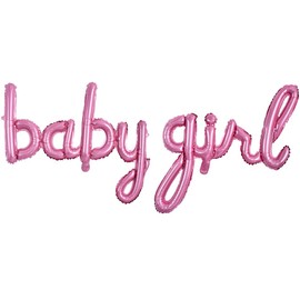 TONIFUL Baby Girl Letter Balloons-16 Inch Pink Baby Girl Shower Foil Balloons Banner for Gender Reveal Party Baby Birthdays Party Decoration
