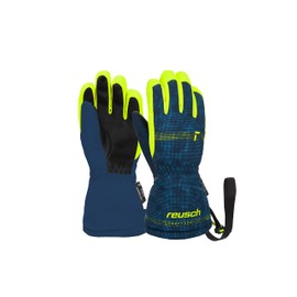 Reusch Unisex Baby Maxi R-tex Xt Waterproof Membrane, Warm Ski Gloves, Everyday Gloves, Snow, Sledging, Baby Gloves, Winter Gloves, 4955 Dress Blue/Safety Yellow, V