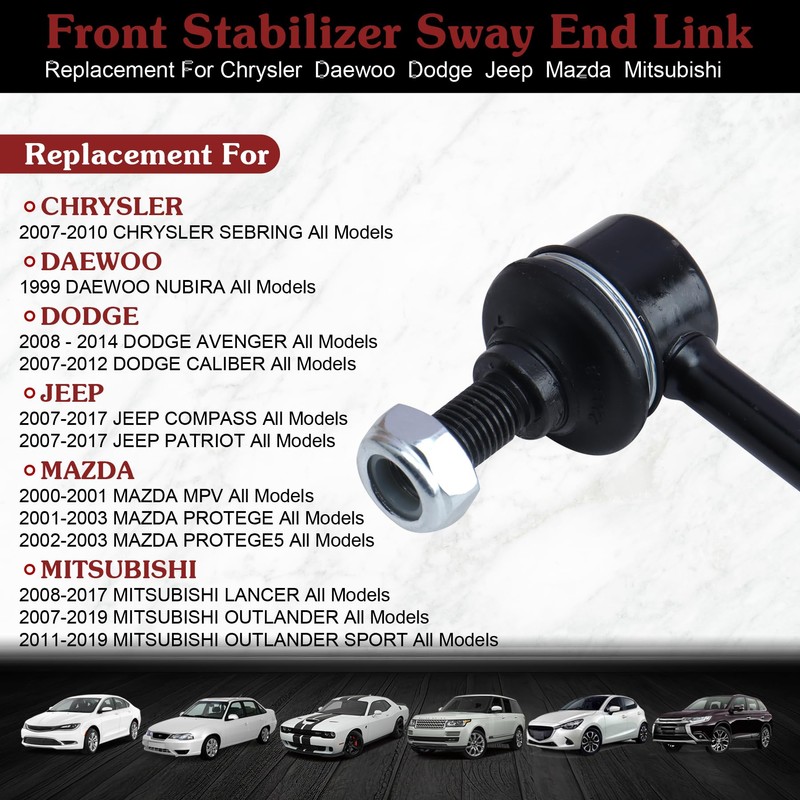 Stiueoav K80258 - Enlace de barra estabilizadora delantera compatible con
