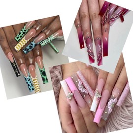 JZK 240x XXXL Clear Half Cover Extra Long Square Nail Tips For Acrylic Extensions, No C Curve False Nail Tips Long For Gel And Acrylic Nails, 3XL Finger Nail Extension Tips