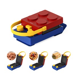 CANDY™ Waffle Maker Panini Press, Grilled Sandwich Maker, 3-in-1 Stainless Steel Mini Toaster, Fast Double Heating, 3 Non-Stick Plates, 5 Adjustable Thickness, Great for Cooking Breakfast or Snacks