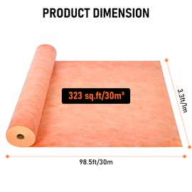 Nisorpa Waterproof Membrane for Shower 3.3ft x 98.5ft(323 Sq Ft) Thickened Waterproofing Shower Membrane for Tile Flooring Bathroom Shower Sauna, Polyethylene Fabric Roll, Orange