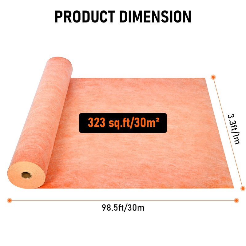 Nisorpa Waterproof Membrane for Shower 3.3ft x 98.5ft(323 Sq Ft)