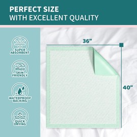MIDPLUS Disposable Bed Pads 40"X36" Extra Large Chucks Pads for Adults Super Absorbent Underpads Waterproof Pee Pads for Incontinence, Mattress or Pets [100x91CM, 20pcs]