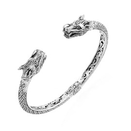 IJ INSPIRING JEWELLERY Designer Dragon BANGLE in Solid 925 Sterling Silver Hinge Adjustable - 31 Grams