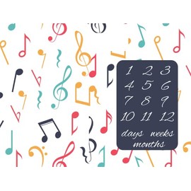 Colorful Music Days, Weeks, Months Milestone Blanket, Baby Blanket, Baby Blanket Gift, Personal Baby Blanket, Girl Baby Blanket (50 x 60)