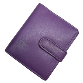 TheGloveHut Unisex Genuine Leather Credit Card Holder 20 Cards RFID Protection (Purple)