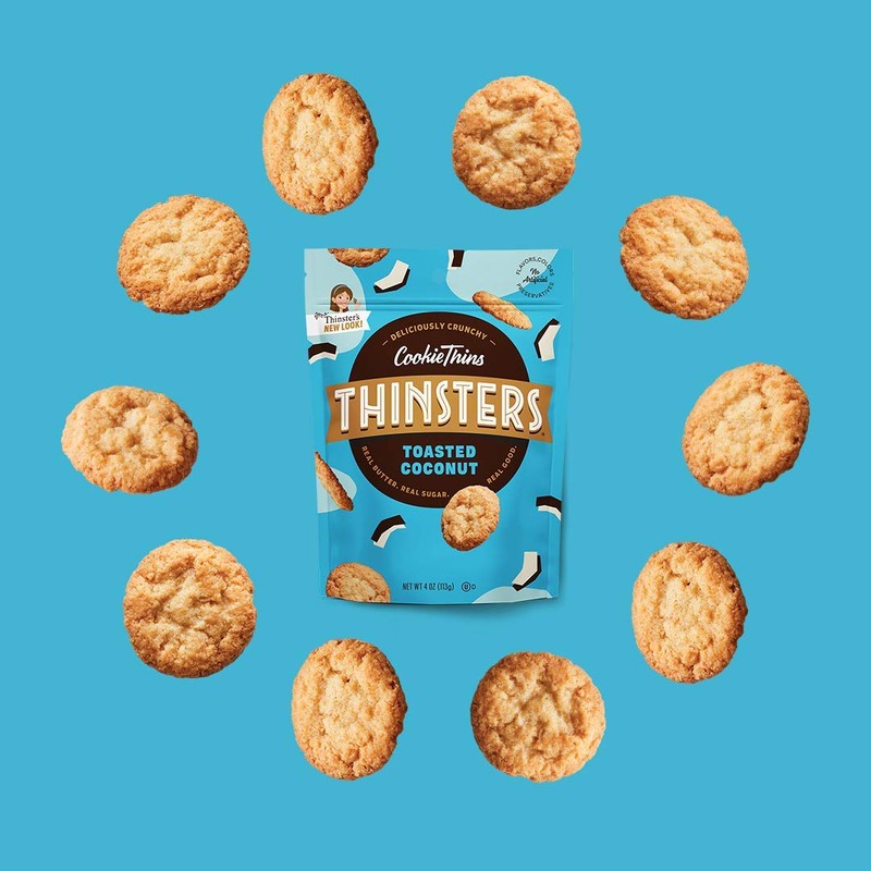 Thinsters Cookie Thins Toasted Coconut, Non GMO, 4 Ounce, Pack
