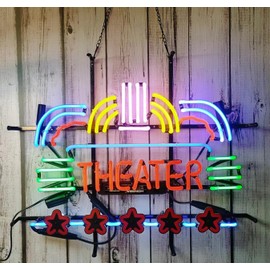 Neon Signs Bar Theater Glass Neon Signs for Office Hotel Wedding Birthday Party Man Cave Neon Light Art Wall Lights 24 X 20 - Inches