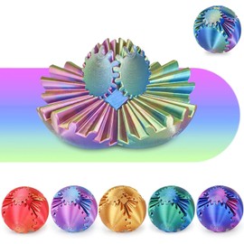 Gear Ball 3D Printed Spin Ball or Cube Fidget Toy,Gear Sphere Fidget Toy,Fidget Ball Gear Toy for Stress and Anxiety Relief, Stress Ball GearSphere Desk Toy for Adults (Blue Green Purple, 2.3 Inch)