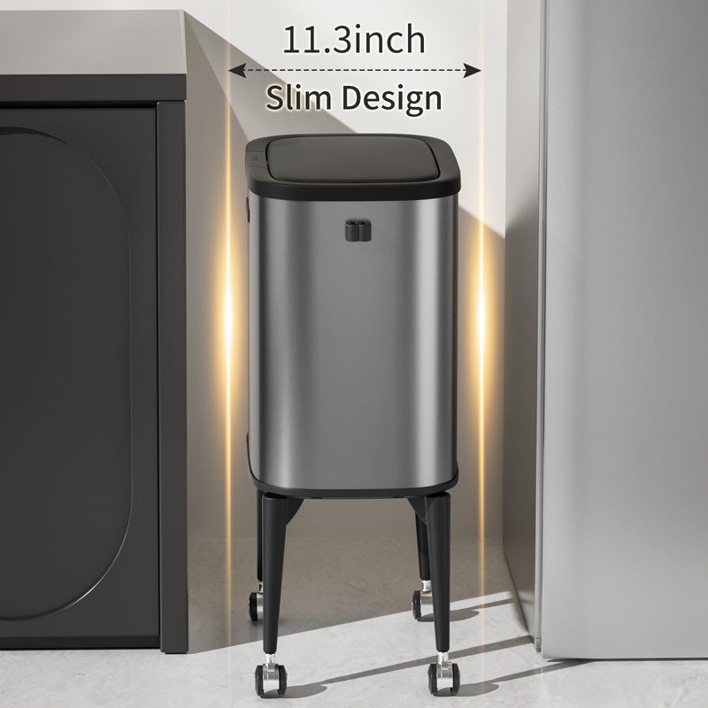 MRBIN Metal Kitchen Trash Can with Wheel Legs, 36L /