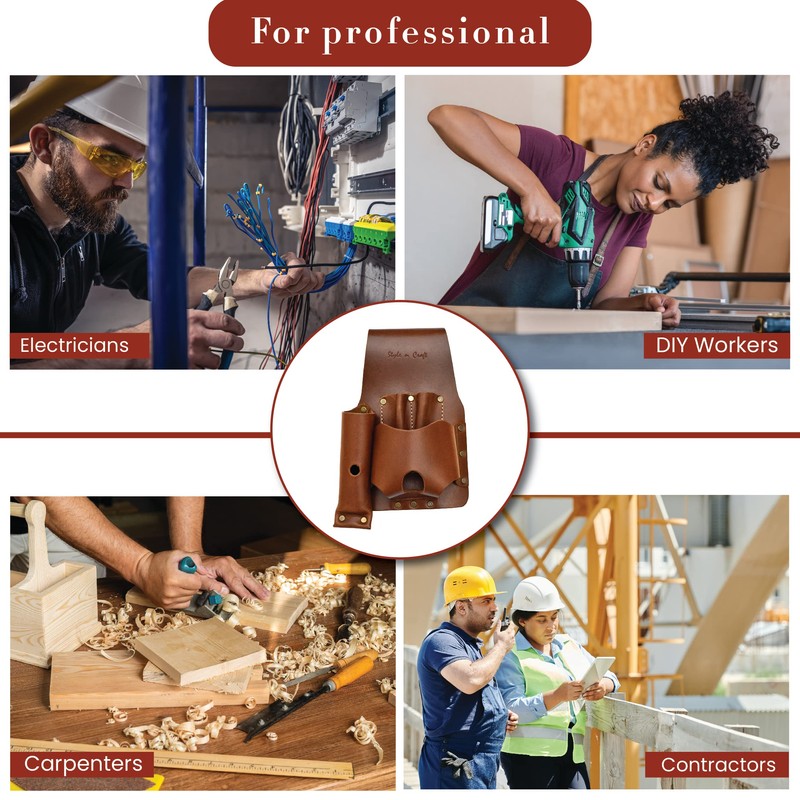 Style n Craft Tape and Knife Holder, Full-Grain Leather Tool