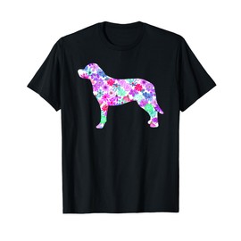 Colorful Watercolor Art Floral Flower Labrador Retriever T-Shirt