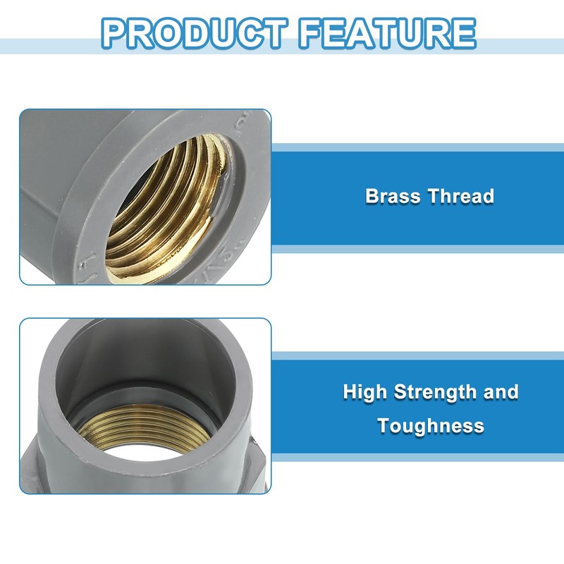 sourcing map 3 Pcs PVC Pipe Fittings, 25mm 1/2 PT