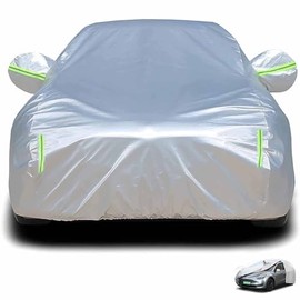 ANNA TOSANI Funda de Coche Impermeable Cubierta para Auto Exterior, 530x200x150CM Cubierta de Coche Lona para Auto con Cremaller, Cubre Coche Anti-UV Coberturas Completas con Tira Reflectante (Plata)
