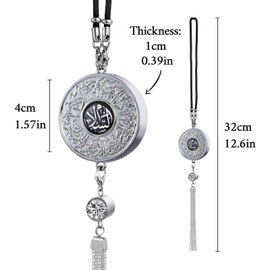 Zinc Alloy Arabic Calligraphy car air freshener Hanging Ornament Double Sided Engraved refillable with Perfume Long Lasting Fragrance Brings Peace and Blessings fits All Vehicle Types